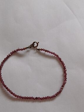 Delicate Pink Garnet Bead Bracelet - Elegant Women’s Jewelry Tourmaline